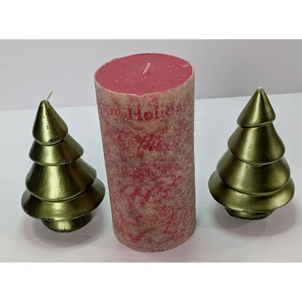 Christmas Candle Set Unisex OS Red Green Good Noel Joy Tree Decor